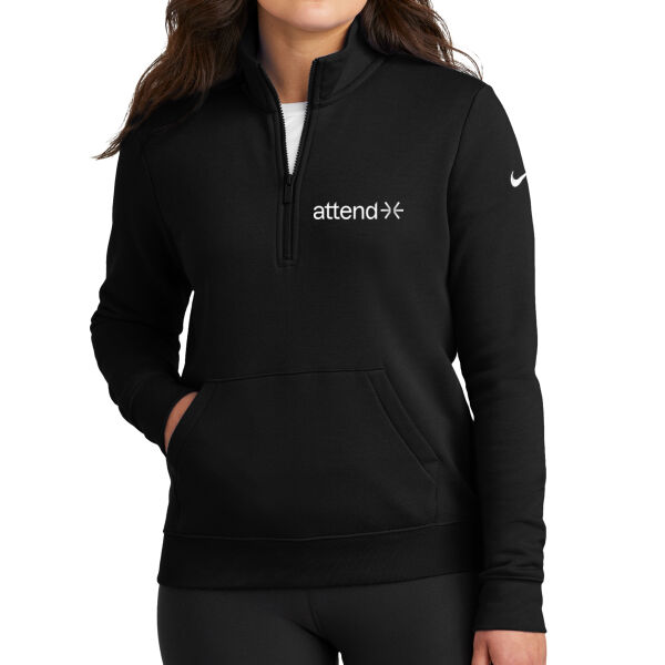 Attend - Ladies Club Fleece Sleeve Swoosh 1/2 Zip Thumbnail